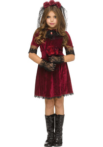 Velvet Blood Red Vampire Bride Girl's Costume | Girl's Vampire Costumes