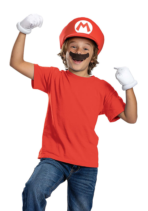 Kid's Super Mario Elevated Classic Mario Accessory Kit | Video Game Costumes & Accessories