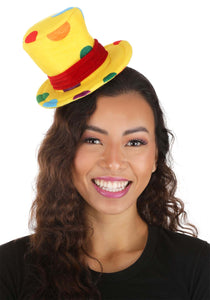 Mini Yellow Clown Adult Top Hat | Clown Accessories