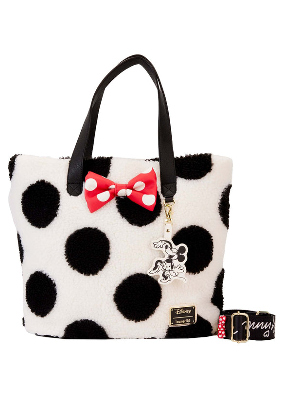 Loungefly Minnie Mouse Rocks the Dots Classic Sherpa Tote Bag | Disney Bags
