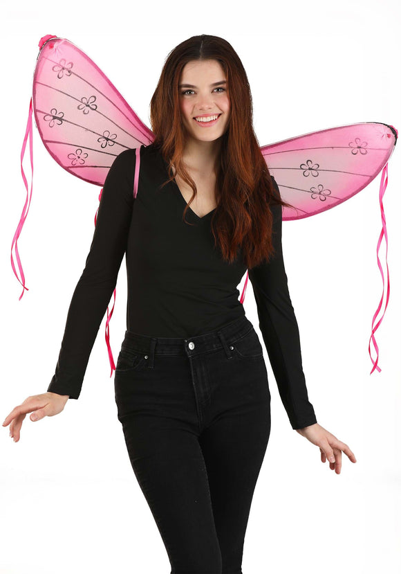 Pink Floral Adult Costume Wings | Fairy Costume Accessories