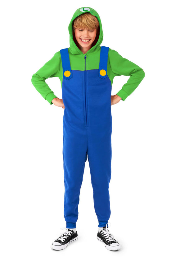 Child Super Mario Bros. Luigi Costume Onesie | Luigi Costumes