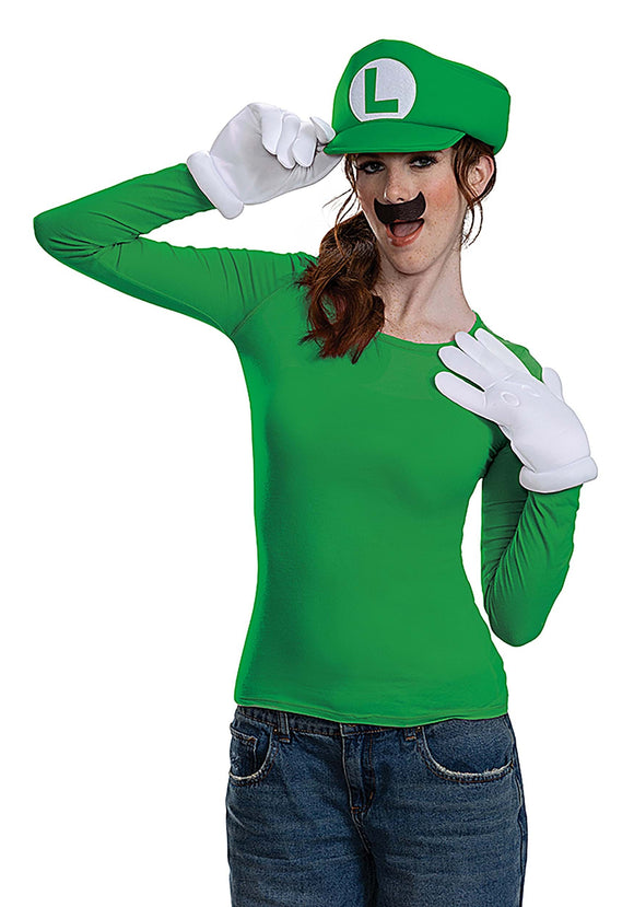 Adult Super Mario Elevated Classic Luigi Accessory Kit | Adult Nintendo Costumes