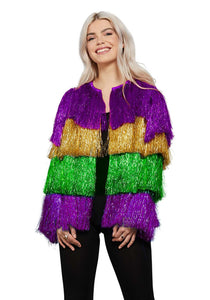 Mardi Gras Fringe Tinsel Women's Jacket