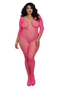 Plus Size Women's Pink Fishnet Body Stocking | Sexy Accessories