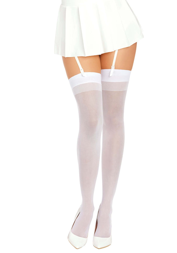 White Thigh High Women's Stockings with Back Seam | Thigh High Tighst