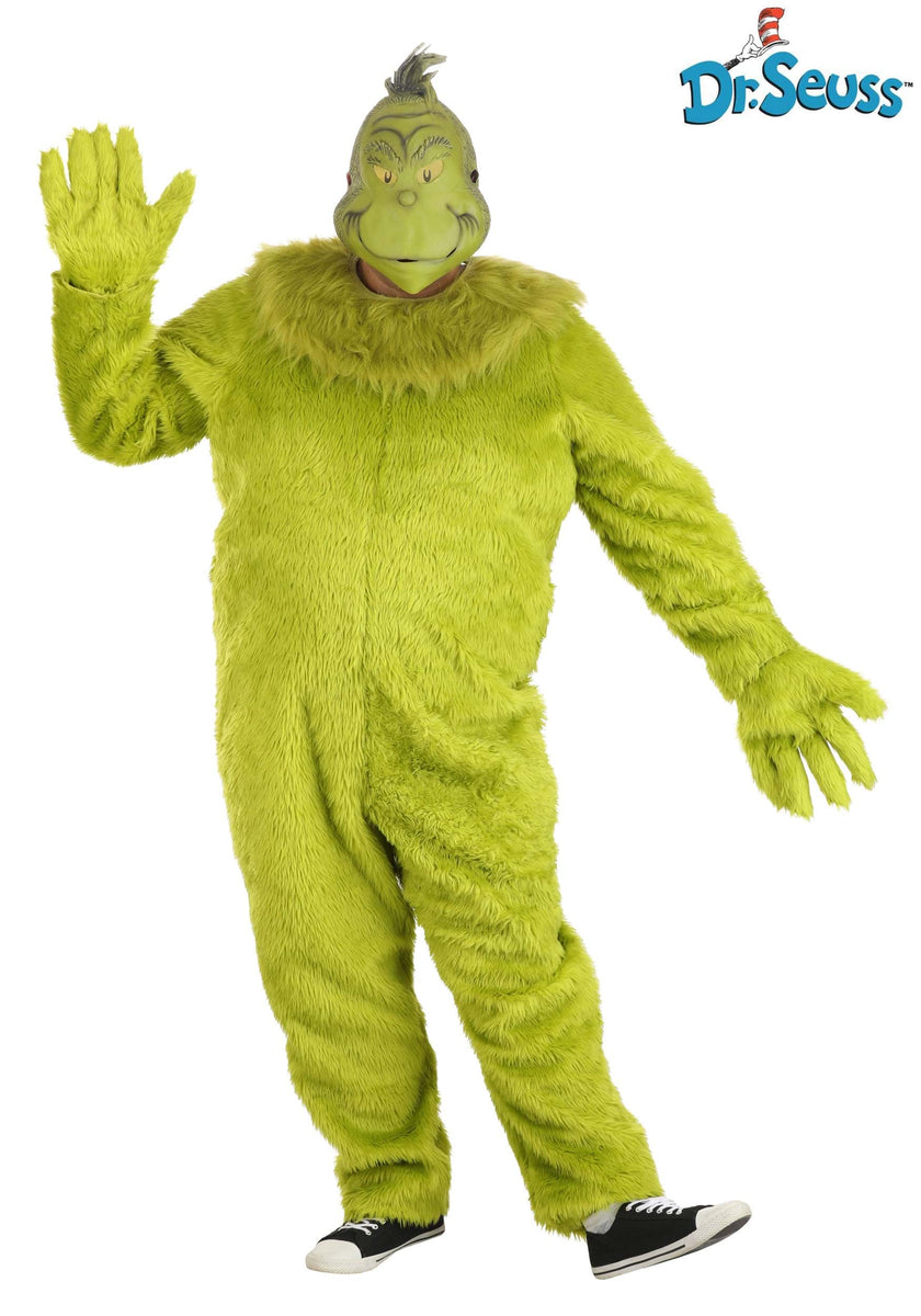 Adult Plus Size Deluxe The Grinch Jumpsuit with Latex Mask – Kids ...