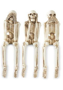 Set of 3 Speak No Evil, Hear No Evil, See No Evil Skeletons Decoration