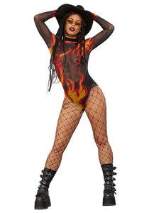 Flame Mesh Women's Bodysuit